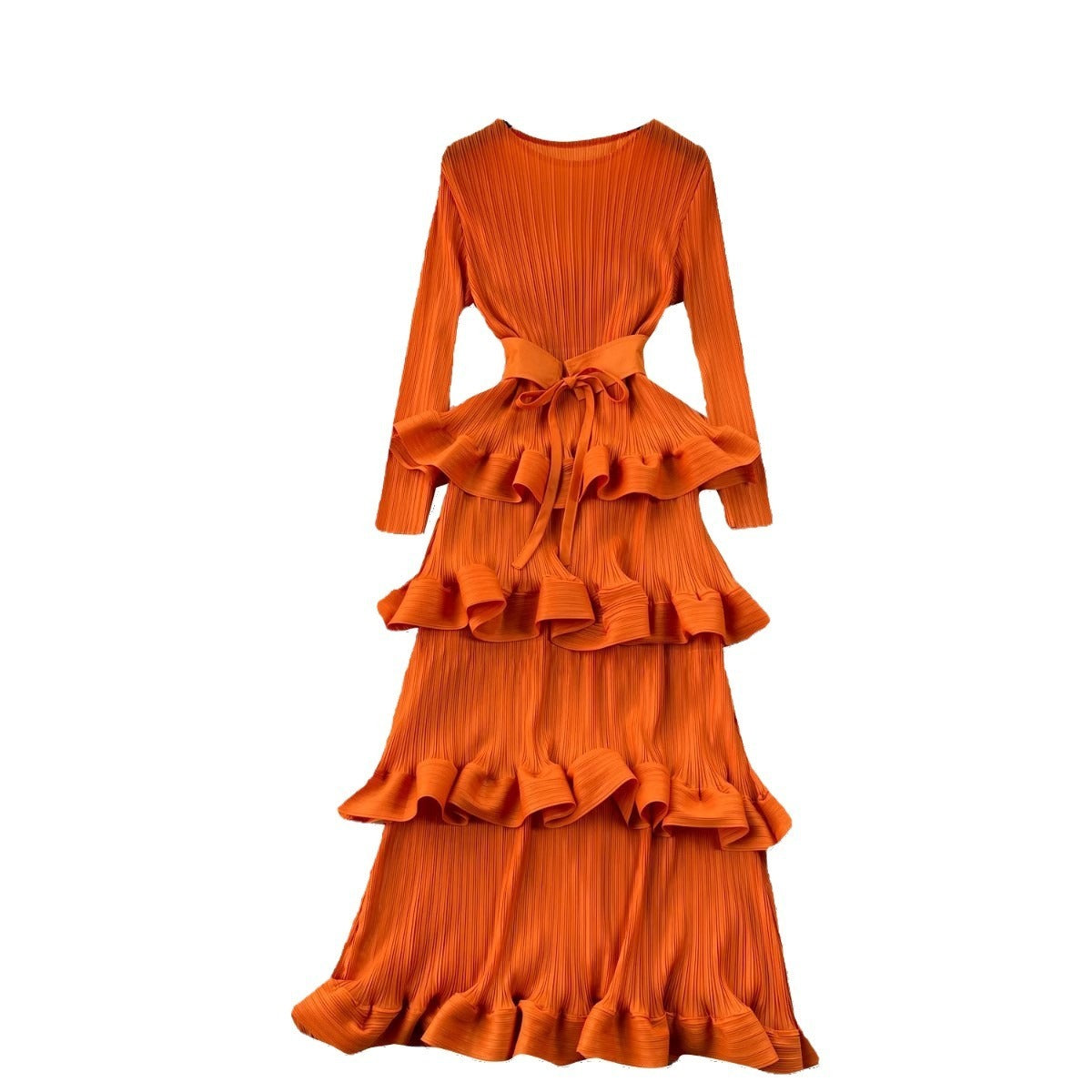 Cake Heavy Industry Pleated Slim Long Dress - Yellow / Average Size