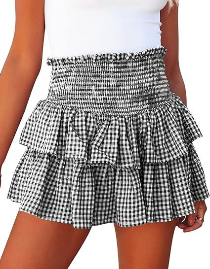Cake Plaid Fashion Skirt - Black / S