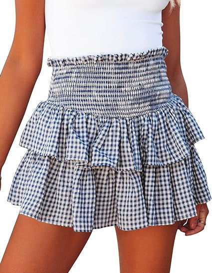 Cake Plaid Fashion Skirt - Blue / S