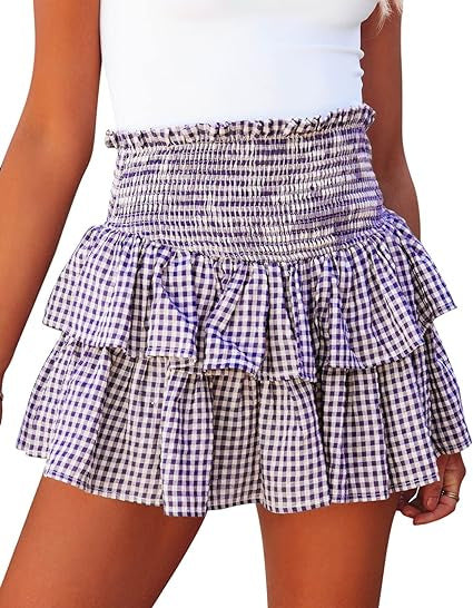 Cake Plaid Fashion Skirt - Purple / S
