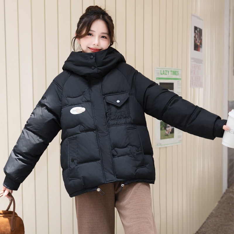 Women’s Candy-colored Cotton-padded Jacket - Black / M