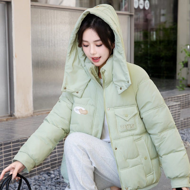 Women’s Candy-colored Cotton-padded Jacket - Green / M