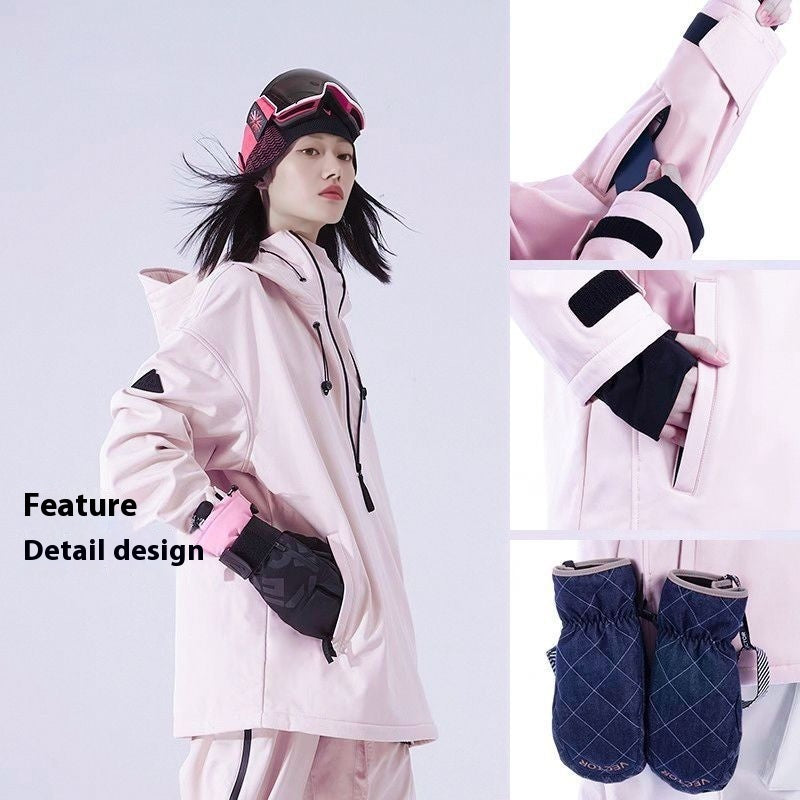 Ski Suit Soft Shell Sweater Women’s Men’s Pullover Top Veneer Double Board Waterproof Coat