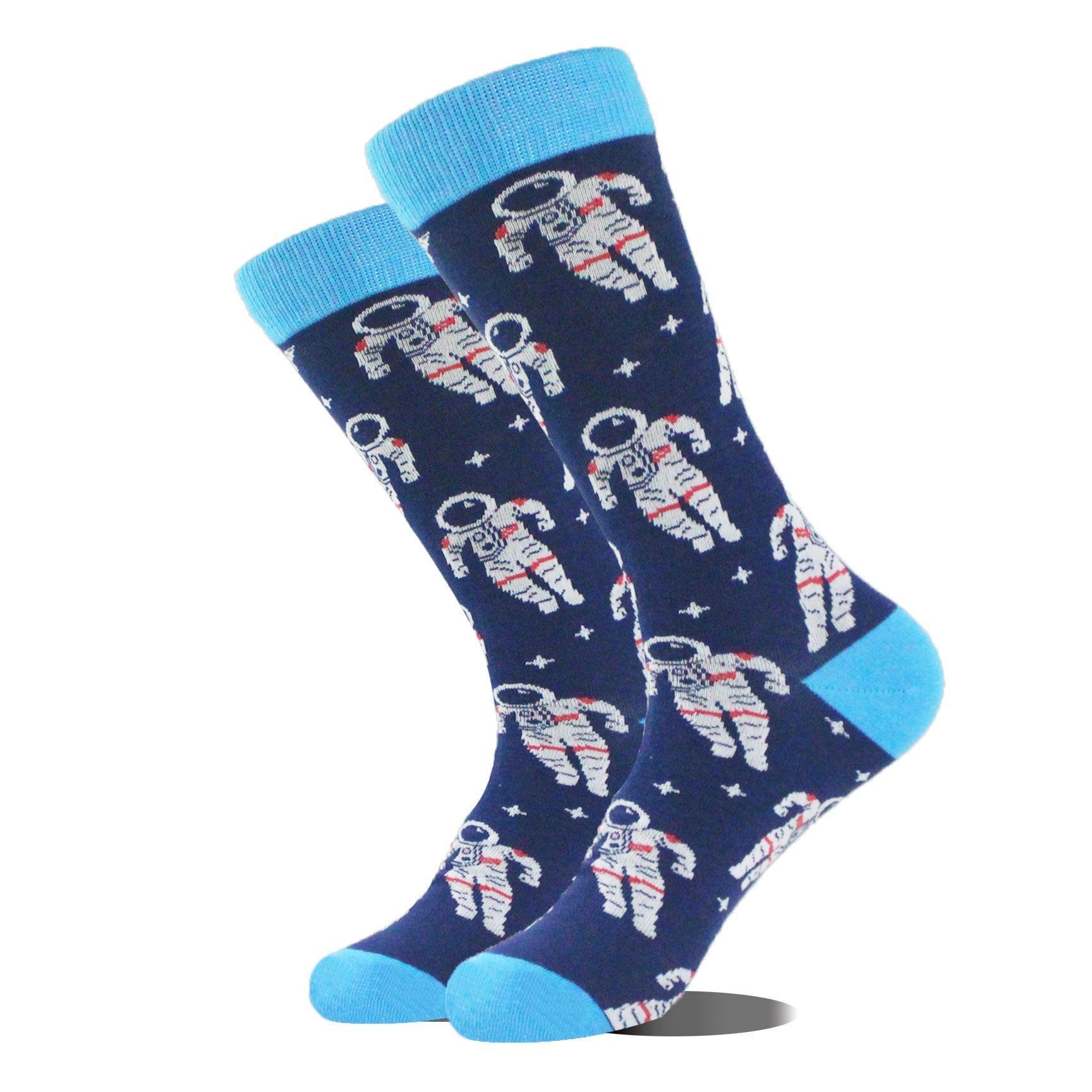 Men’s Cartoon Animal Retro Oil Painting Mid-calf Socks - Astronaut / Average Size