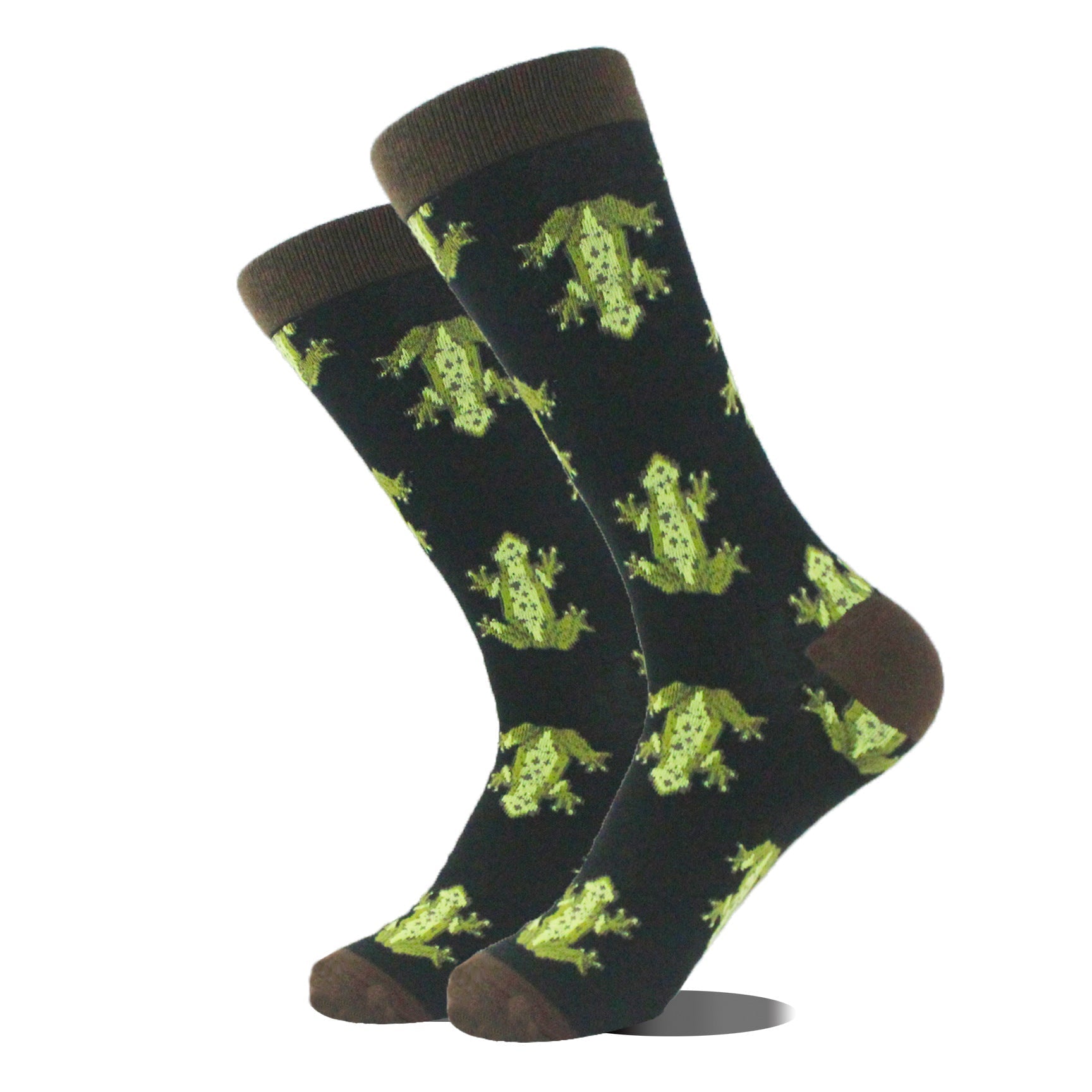 Men’s Cartoon Animal Retro Oil Painting Mid-calf Socks - Frog / Average Size