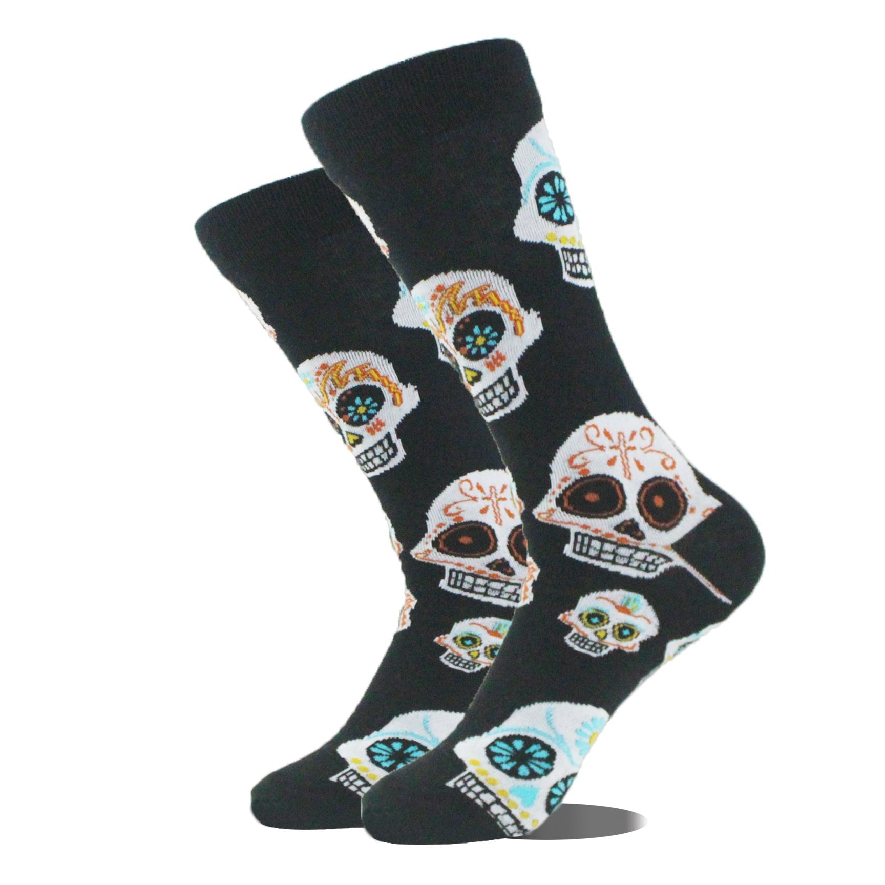 Men’s Cartoon Animal Retro Oil Painting Mid-calf Socks - Skull / Average Size
