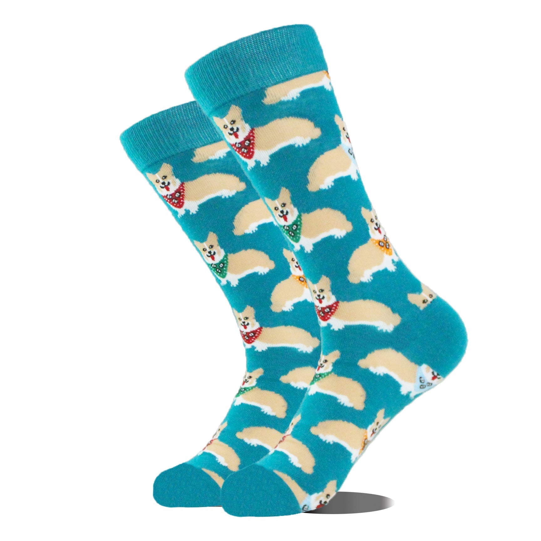 Men’s Cartoon Animal Retro Oil Painting Mid-calf Socks - Sticking Tongue Out Dog / Average Size