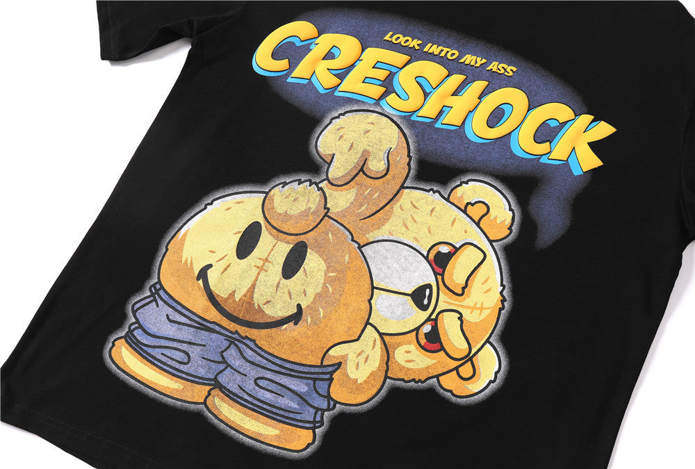 Cartoon Bear Print Short-Sleeved T-Shirt Men’s