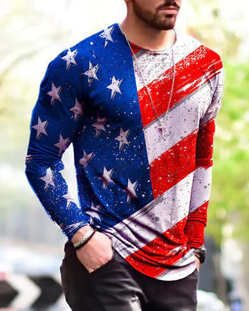Men’s Long Sleeve Bottoming T-Shirt Round Neck - 2 Style / S