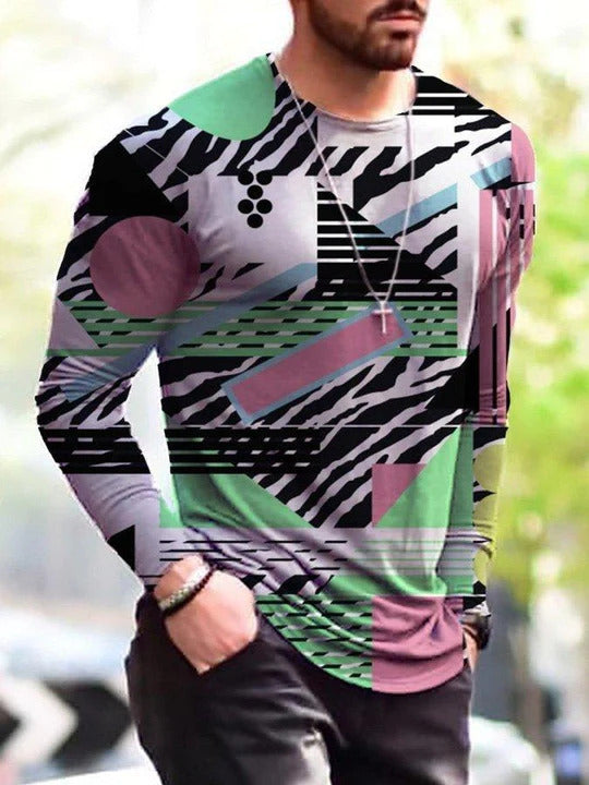 Men’s Long Sleeve Bottoming T-Shirt Round Neck - 3 Style / S