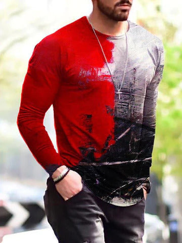 Men’s Long Sleeve Bottoming T-Shirt Round Neck - 4 Style / S