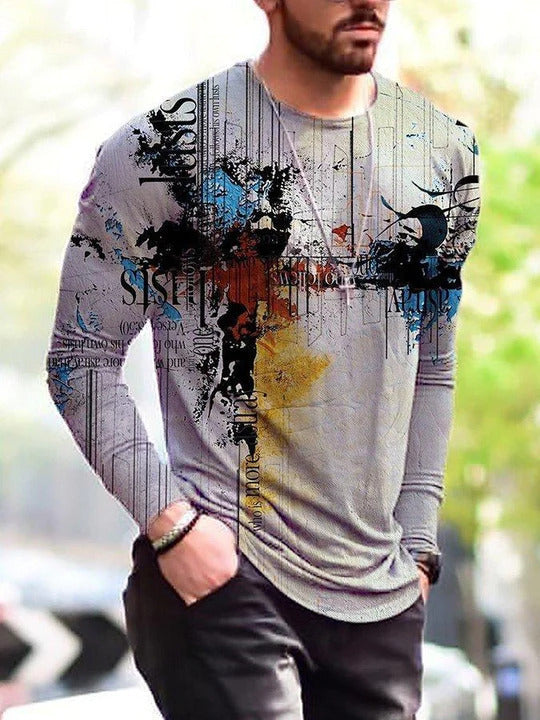 Men’s Long Sleeve Bottoming T-Shirt Round Neck - 5 Style / S
