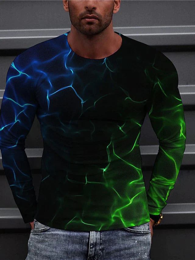 Men’s Long Sleeve Bottoming T-Shirt Round Neck - 6 Style / S