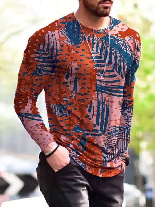 Men’s Long Sleeve Bottoming T-Shirt Round Neck - 8 Style / S