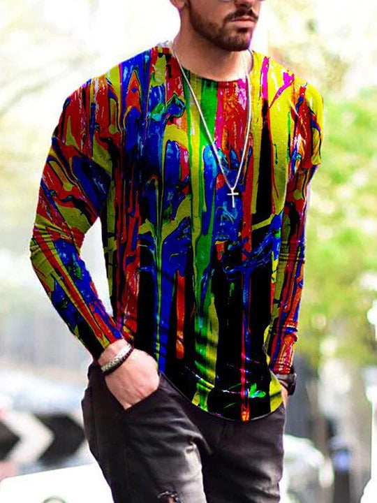 Men’s Long Sleeve Bottoming T-Shirt Round Neck - 9 Style / S