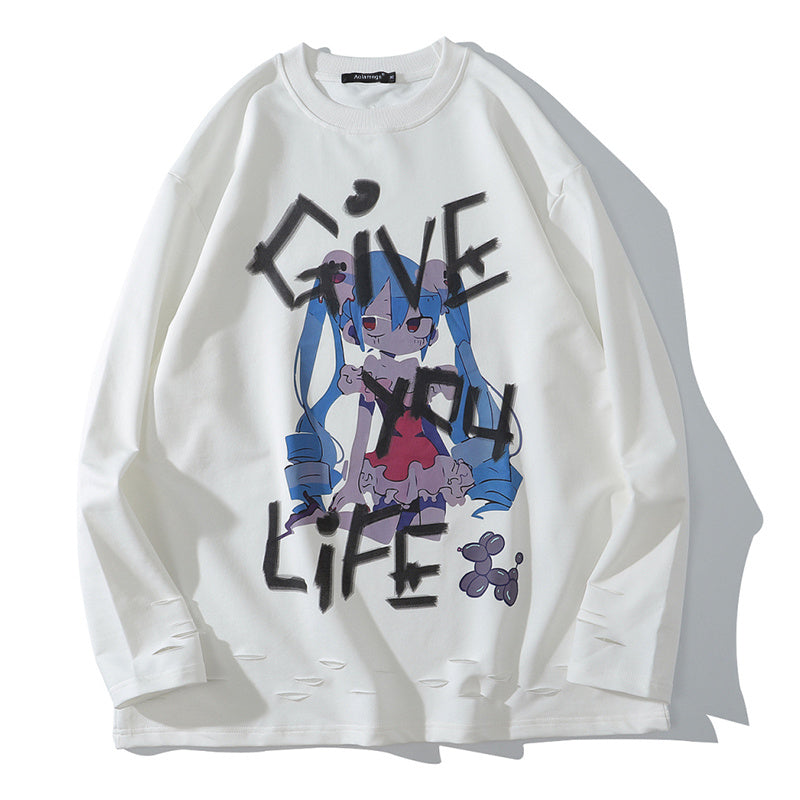 Loose two-dimensional cartoon long sleeves