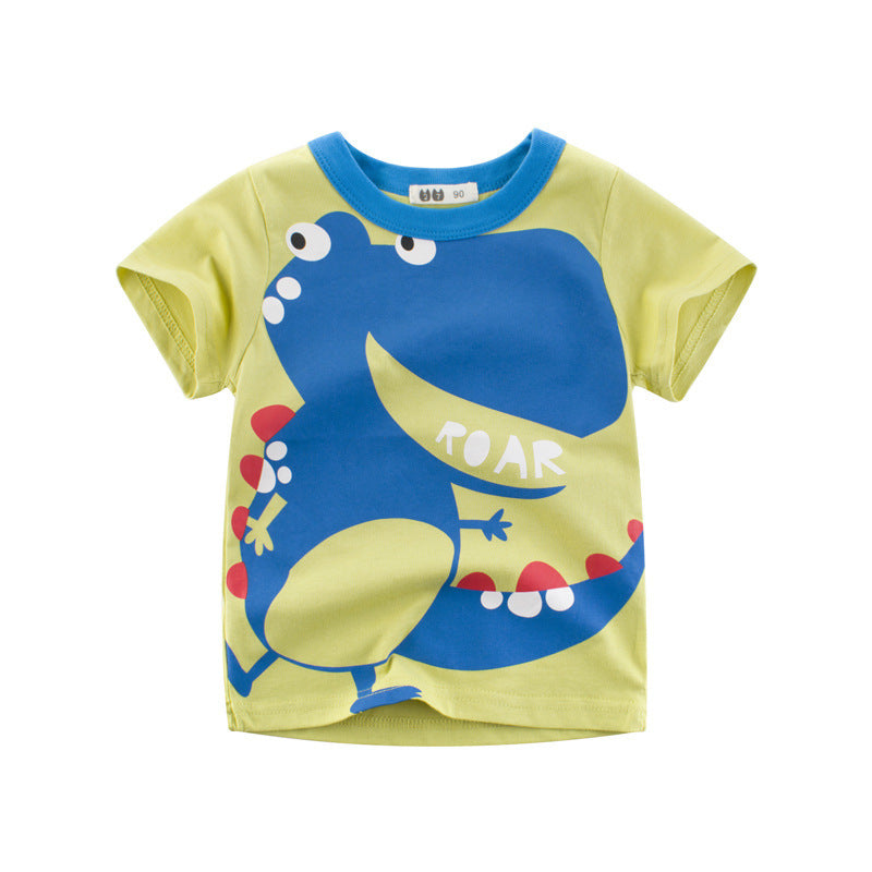 Children’s top cartoon T-shirt with round neck and short sleeve