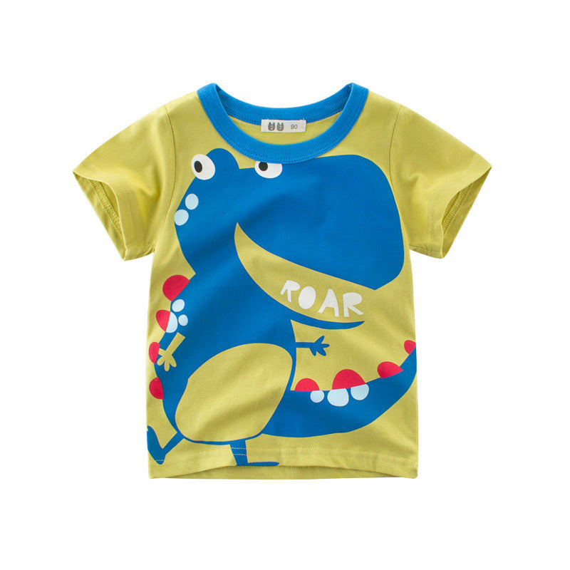 Children’s top cartoon T-shirt with round neck and short sleeve