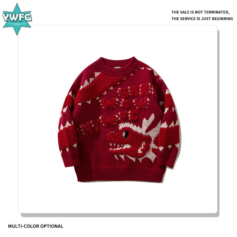 Cartoon Xiaolong Loose Round Neck Sweater Sweater