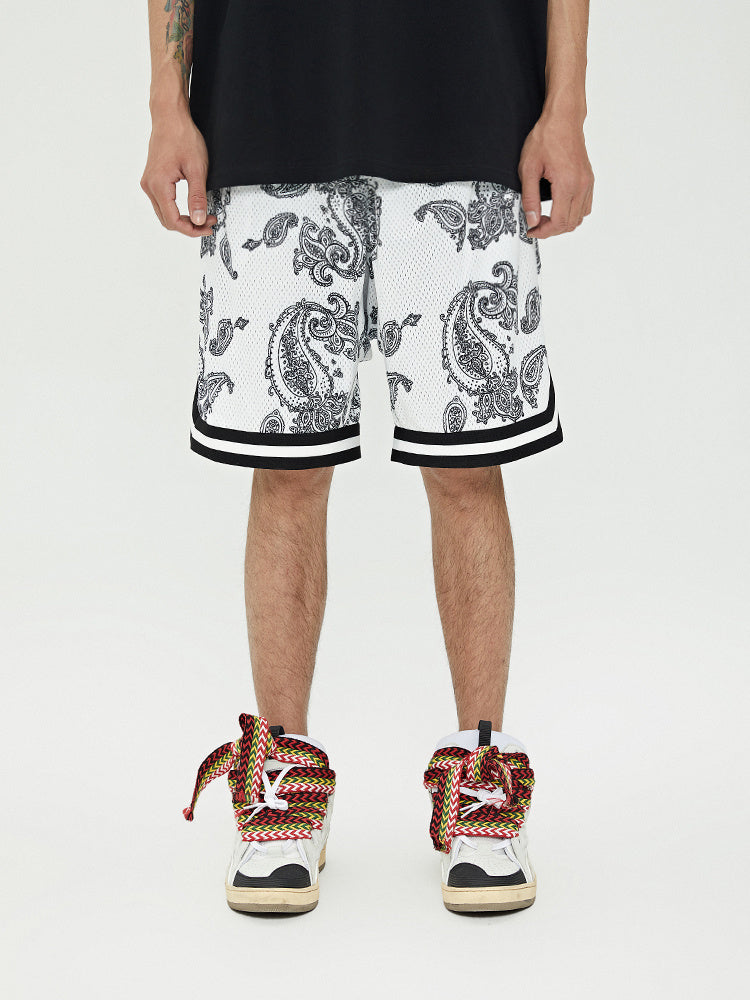 Breathable Mesh Material Full Printed Cashew Shorts