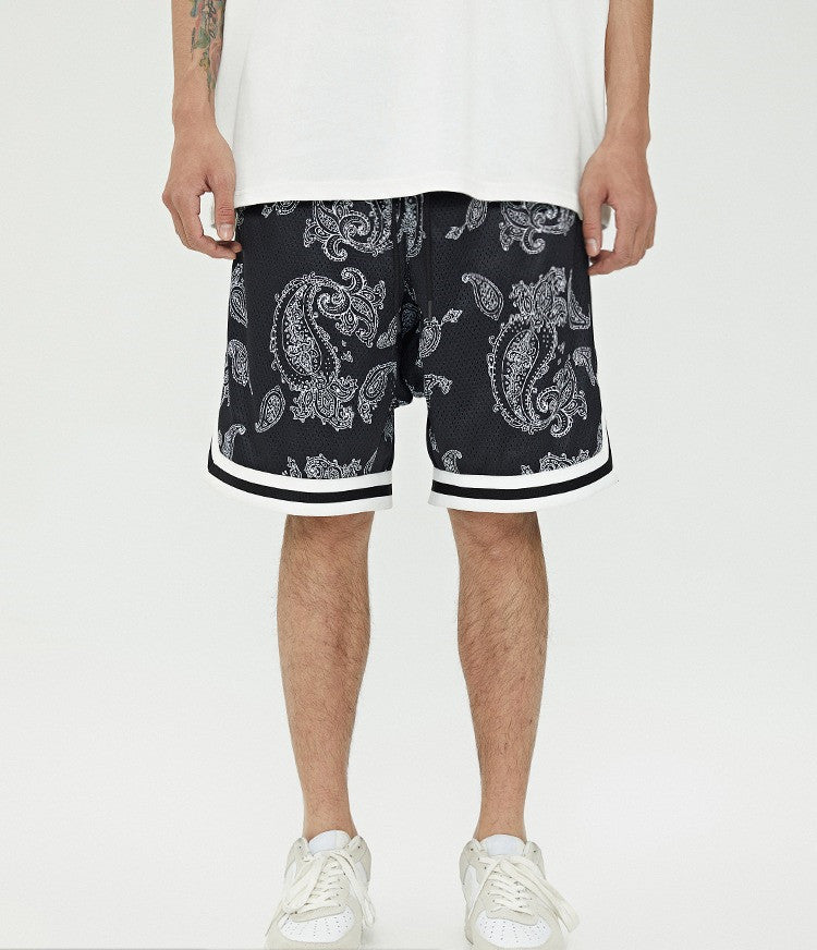 Breathable Mesh Material Full Printed Cashew Shorts