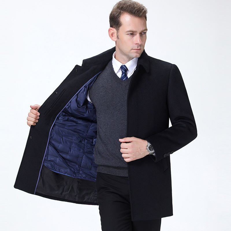 Cashmere coat down liner thick woolen coat
