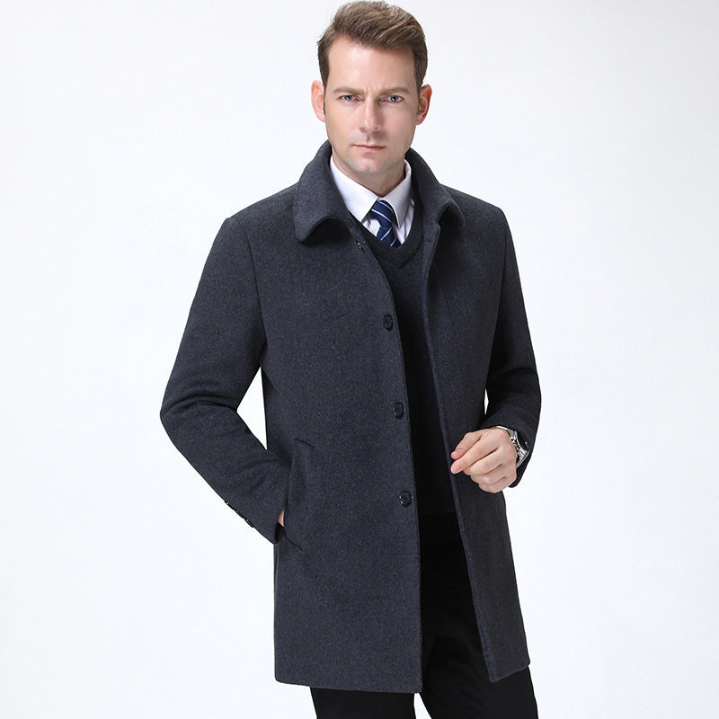 Cashmere coat down liner thick woolen coat - Grey / 170