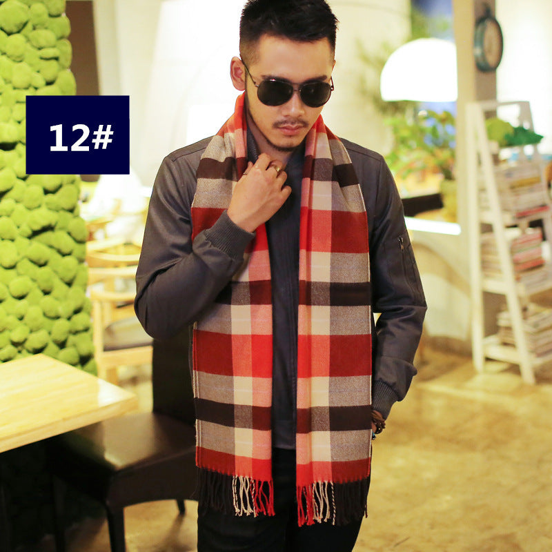 Men’s Fashion Casual Warm Plaid Scarf - 12 Style