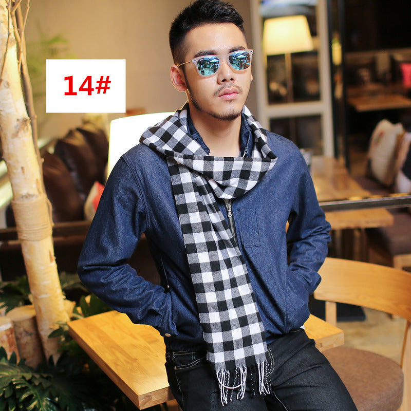 Men’s Fashion Casual Warm Plaid Scarf - 14 Style