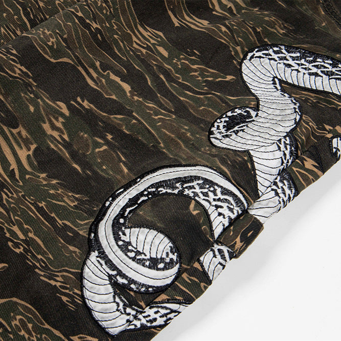 Casual All-match Camouflage Snake Year Limit Denim Paratrooper Pants