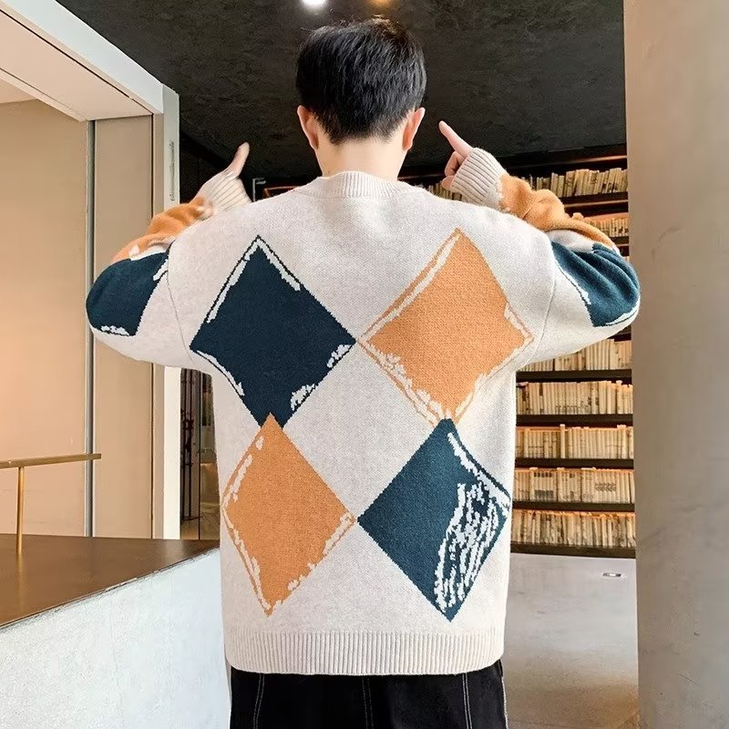 Casual Autumn And Winter Thickened Sweater Men’s Round Neck Lazy Trendy Bottoming Shirt