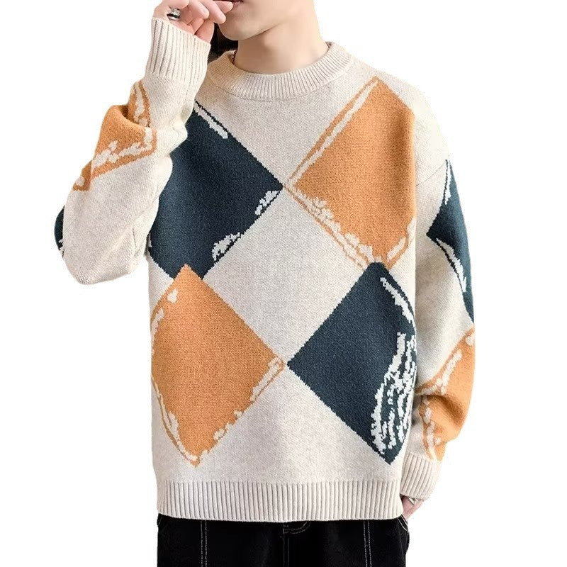 Casual Autumn And Winter Thickened Sweater Men’s Round Neck Lazy Trendy Bottoming Shirt