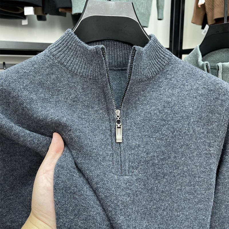 Casual Half Zipper Thermal Knitwear Coat - Dark Gray / M