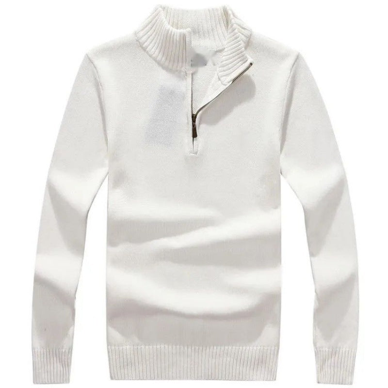 Casual Half Zipper Thermal Knitwear Coat - White / M