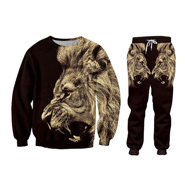 Casual Men’s Tracksuit Hoodie Pants D Printing - A / S