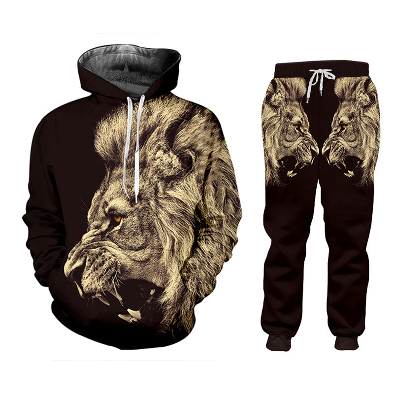 Casual Men’s Tracksuit Hoodie Pants D Printing - B / 2XL
