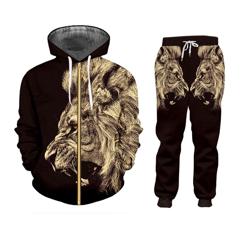 Casual Men’s Tracksuit Hoodie Pants D Printing - C / 2XL