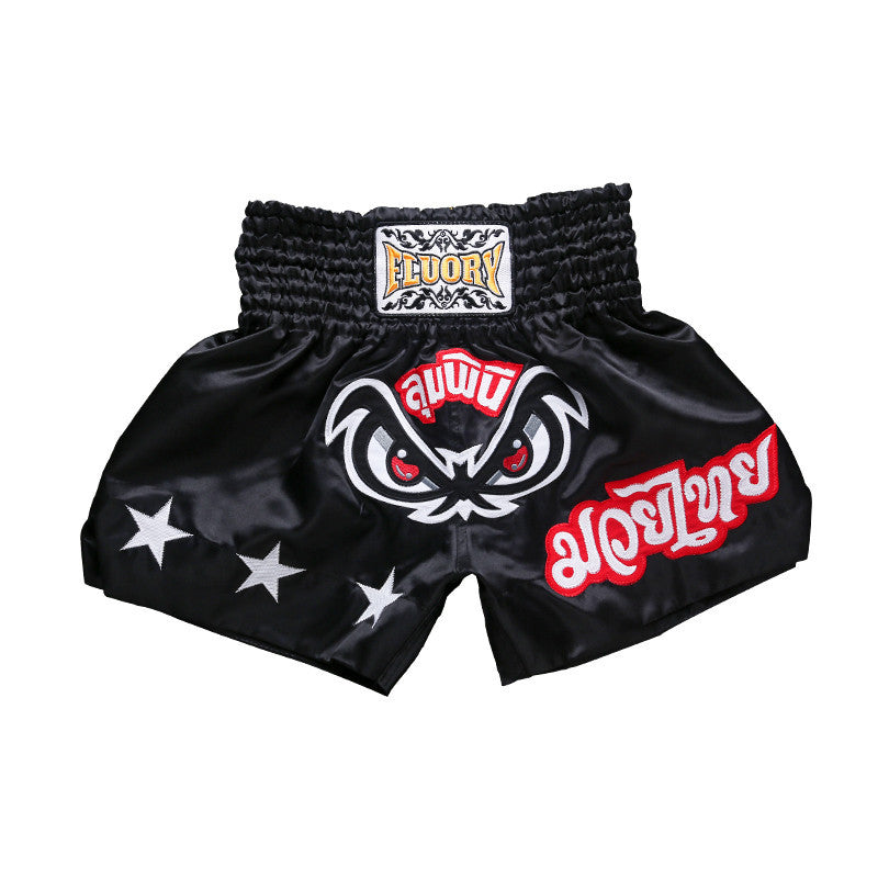 Muay Thai Shorts Sanda Clothing Men’s Free Fight - Black / 4XL