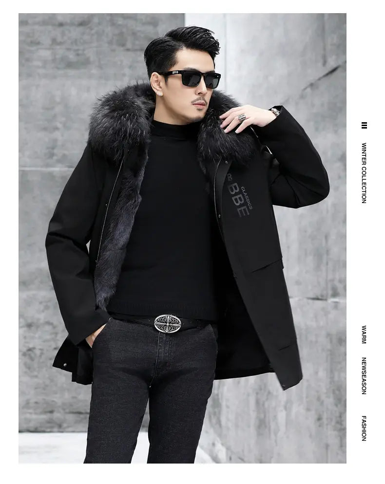 Fox Inner Pot Raccoon Hair Collar Fur Coat
