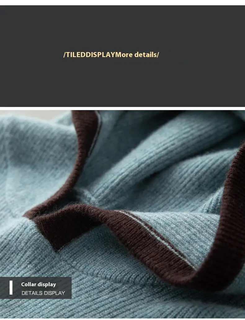 Men’s Loose Ingot Needle Contrast Color Cashmere Sweater