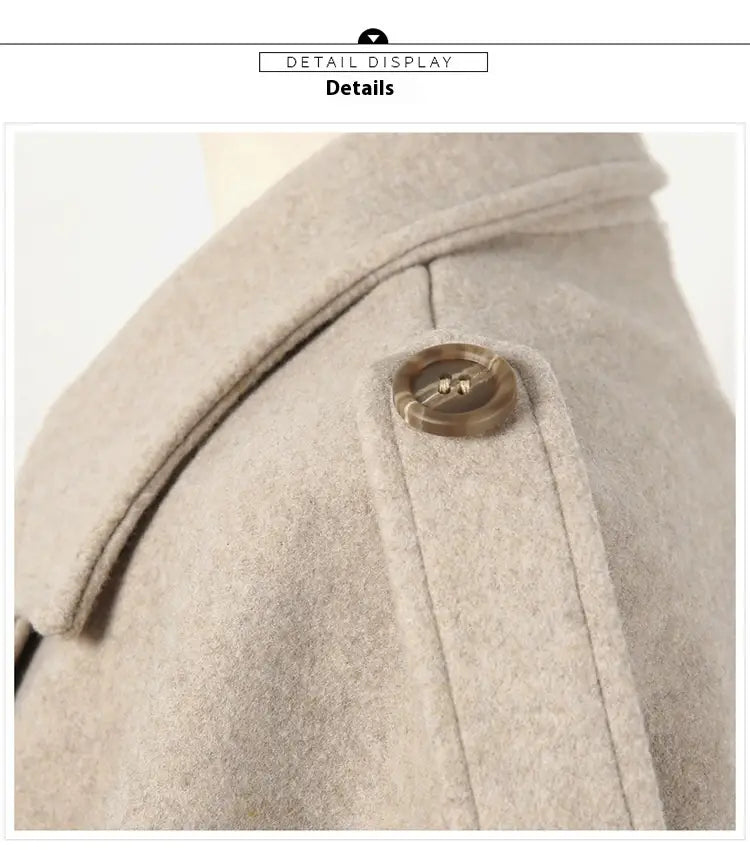 Lace-up Shawl Cape Thickened Coat Woolen