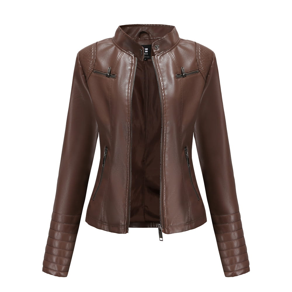 Women’s Leather Thin Motorcycle Clothing Short Chic Women’s Jacket