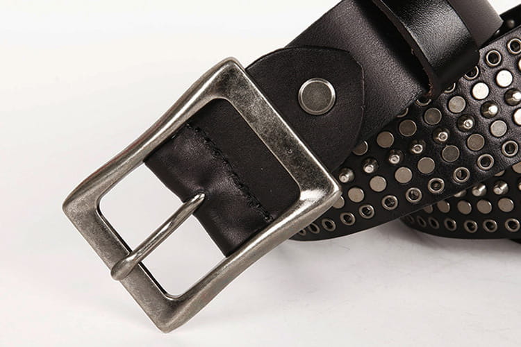 Leather 3.5 Wide Men’s And Women’s Hollow Rivet Belt