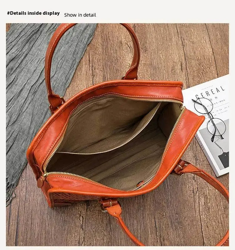 Women’s Hand-woven Handbag Vegetable Tanned Full-grain Leather Cowhide