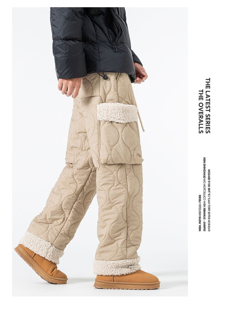 Men’s Quilted Casual Pants Thickened Cold Protection Ski Pants
