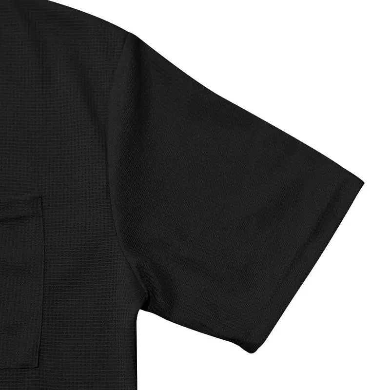 Waffle Round Neck Pocket Short-sleeved Shorts Casual Sports Suit