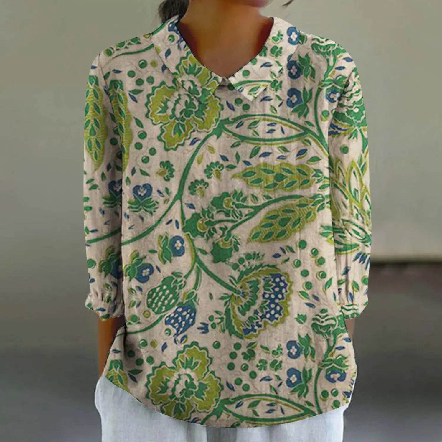 Women’s Fashionable Retro Chinese Style Floral Print Shirt