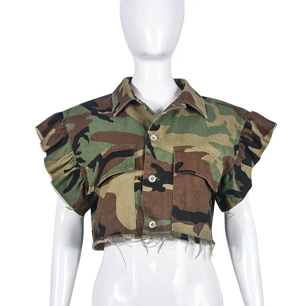 Autumn New Fashion Full Open Skirt Skirt Camouflage Skirt