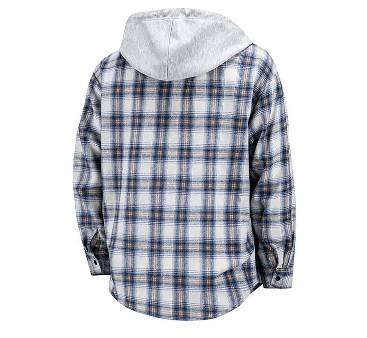 Hooded Men’s And Women’s Same Plaid Shirt Spring And Autumn