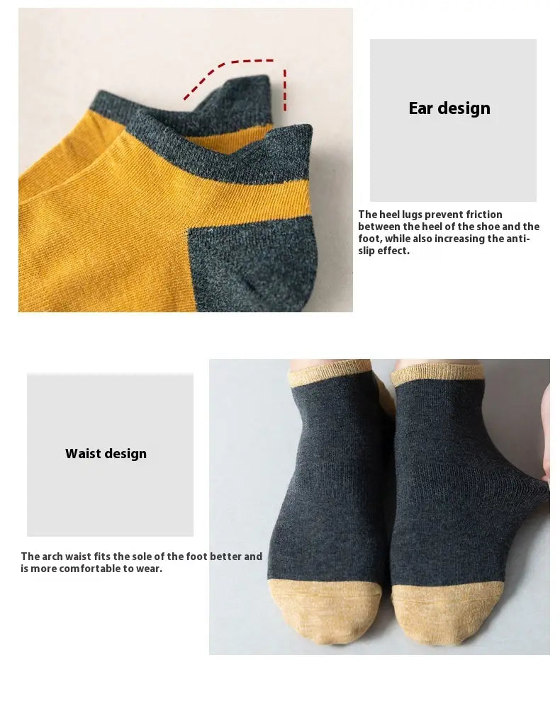 Combed Cotton Bottom Sweat-absorbing Deodorant Anti-ankle Socks Low-cut Men’s Retro Waist